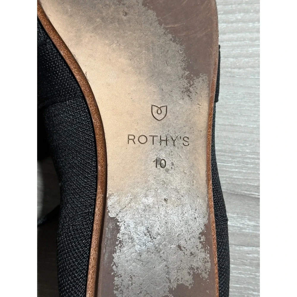 Rothy's Womens 10 Career Casual Shoes Pointed Mary Jane Tie Bow Flats Black